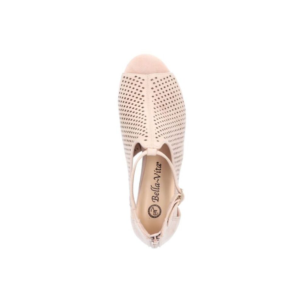 BELLA VITA Womens Beige Perforated Padded Amara Block Heel Zip-Up Sandals 8.5 M - Picture 3 of 4